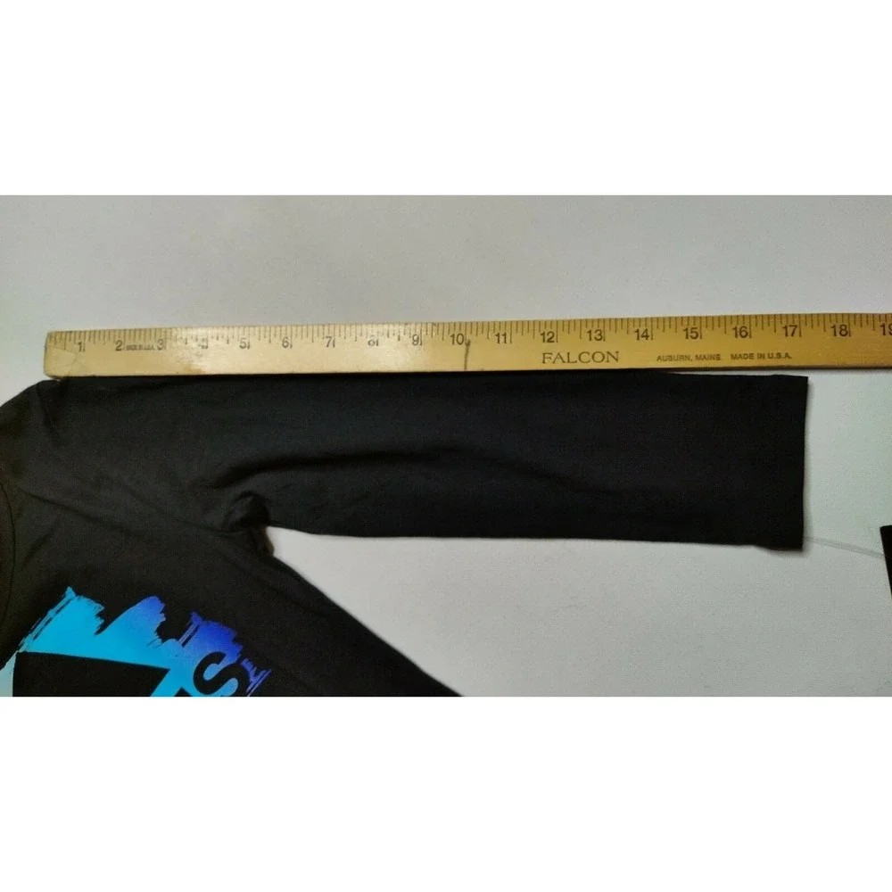 ADIDAS Girls Youth Size 6 Black Graphic Logo Long Sleeve Shirt‎ NEW